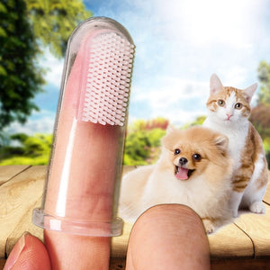 1 Pcs New Hot Selling Super Soft Pet Finger Toothbrush Teddy Dog Brush Bad Breath Tartar Teeth Tool Dog Cat Cleaning Supplies