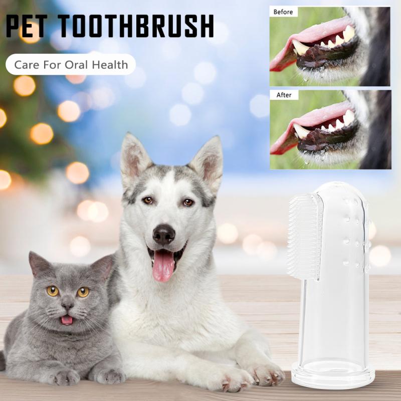 1 Pcs New Hot Selling Super Soft Pet Finger Toothbrush Teddy Dog Brush Bad Breath Tartar Teeth Tool Dog Cat Cleaning Supplies